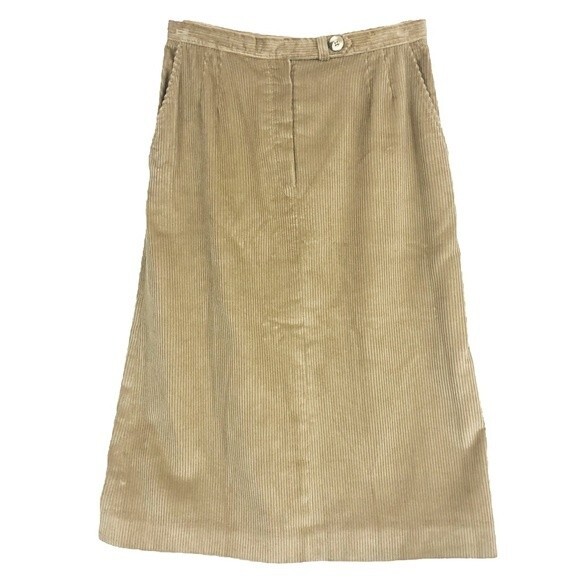 VINTAGE Evan Picone Tan Corduroy Pencil Midi Skirt Lined - Picture 1 of 6